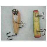2ct Vintage Fishing Lures: Millsite Daily Double 2-Way Bait & Heddon River Runt Spook