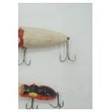 2ct Vintage Fishing Lures: Hofschneider Red Eye Wiggler & Rabble Rouser