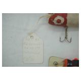 2ct Vintage Fishing Lures: Hofschneider Red Eye Wiggler & Rabble Rouser