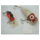 2ct Vintage Fishing Lures: Hofschneider Red Eye Wiggler & Rabble Rouser