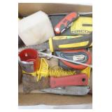 Bow Saw, Sheetrock Knife, Tape measure, Stud Finder, safety glasses and more