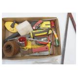 Bow Saw, Sheetrock Knife, Tape measure, Stud Finder, safety glasses and more