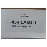 50 .454 Casull 240 Gr Sierra JSP Ammo