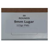 50 9mm Luger 115 Gr FMJ Ammo