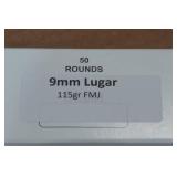 50 9mm Luger 115 Gr FMJ Ammo