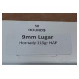 50 9mm Luger 115 Gr Hornady HAP Ammo