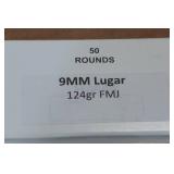 50 9mm Luger 124 Gr FMJ Ammo