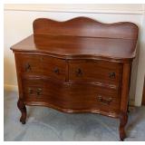 Serpentine Wood Three Drawer Dresser