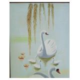 Les Cygnes Oil on Canvas Painting by Freg