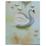 Les Cygnes Oil on Canvas Painting by Freg