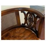 Beautiful Velvet Upholstered Mahogany Cane Back Settee