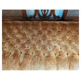 Beautiful Velvet Upholstered Mahogany Cane Back Settee