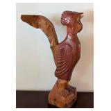 Hand Carved Wood Rooster Sculpture