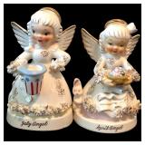 Vintage Lot of Napco Spaghetti Angel of the Month Ceramic Figurines