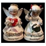 Vintage Lot of Napco Spaghetti Angel of the Month Ceramic Figurines