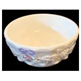 Four Pieces of Vintage Westmoreland Old Quilt Pattern Milk Glass including a Vintage West Moreland Milk Glass Covered Candy Dish