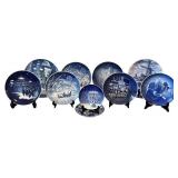 Set of 14 Royal Copenhagen Bing & Grøndahl Blue Collectibles Christmas Plate