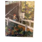 Vintage Framed Watercolor Painting Covered Bridge by Smith Johnson