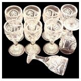 Beautiful Vintage Glass and Crystal including Cordial Glasses, Bell, Pitcher and More