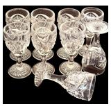 Beautiful Vintage Glass and Crystal including Cordial Glasses, Bell, Pitcher and More