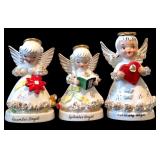 Set of Nine Napco Spaghetti Angel of the Month Ceramic Figurines