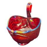 Beautiful Vintage Imperial Fenton Ruby Red Glass Swan Baskets