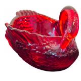 Beautiful Vintage Imperial Fenton Ruby Red Glass Swan Baskets