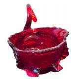Beautiful Vintage Imperial Fenton Ruby Red Glass Swan Baskets