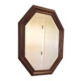 Vintage Octagon Shaped Wooden Wall Mirror