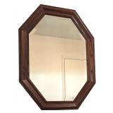 Vintage Octagon Shaped Wooden Wall Mirror