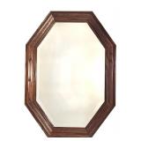 Vintage Octagon Shaped Wooden Wall Mirror