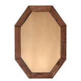 Vintage Octagon Shaped Wooden Wall Mirror