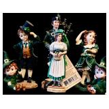 Assorted Irish Themed Collectibles including Saint Patrick Couple, Miniature Celtic Leprechaun and More