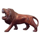Two Vintage Majestic Hand-Carved Wooden Lion Sculptures