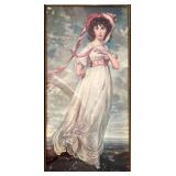 Vintage Framed Portrait Print, "Pinkie" by English Painter Sir Thomas Lawrence