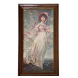 Vintage Framed Portrait Print, "Pinkie" by English Painter Sir Thomas Lawrence