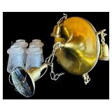 Vintage Hanging Four Light Brass Chandelier