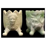 Imperial Glass Rose Milk Glass Round Canape Serving Platter, Vintage Guernsey Bennett Indian Head Toothpick Holder & More