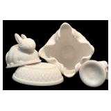 Imperial Glass Rose Milk Glass Round Canape Serving Platter, Vintage Guernsey Bennett Indian Head Toothpick Holder & More