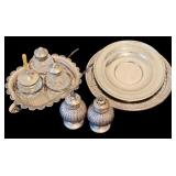 Vintage Silver-Plated Items Including Salt & Pepper Shakers, Platters, Condiments Tray and More