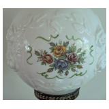 Vintage Floral Patterned Hurricane Oil Lamp