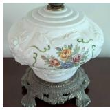 Vintage Floral Patterned Hurricane Oil Lamp