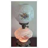 Vintage Floral Patterned Hurricane Oil Lamp