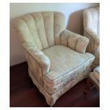Pair of Vintage Armchairs and Ottoman