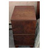 Burled Mahogany Full Size Bed Frame and Matching Nightstand