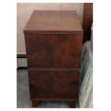 Burled Mahogany Full Size Bed Frame and Matching Nightstand