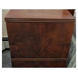 Burled Mahogany Full Size Bed Frame and Matching Nightstand