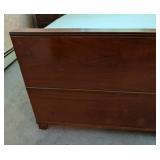 Burled Mahogany Full Size Bed Frame and Matching Nightstand