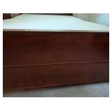 Burled Mahogany Full Size Bed Frame and Matching Nightstand
