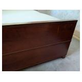 Burled Mahogany Full Size Bed Frame and Matching Nightstand
